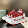 Premium Women Leather Curb Sneaker white red - sneakerhillcom