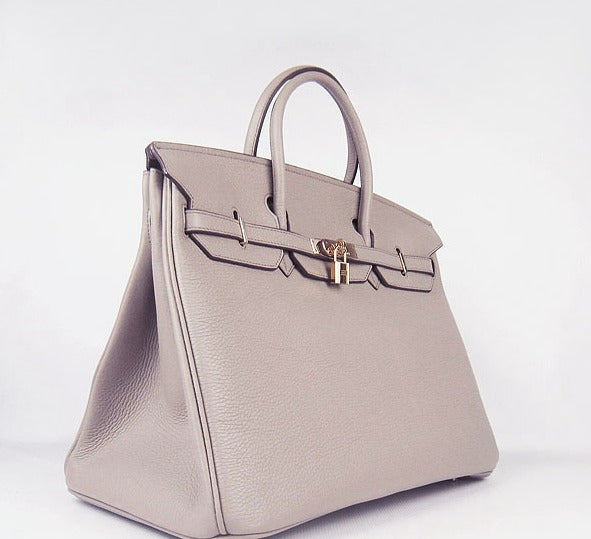 Birkin 35CM Togo Leather Handbags 6099 grey golden Kilta bags