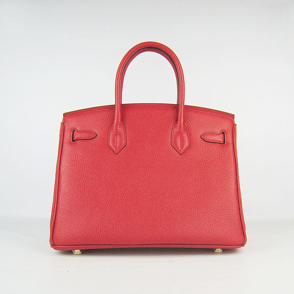 Birkin 30cm Togo Leather Handbags Red Golden Kilta bags