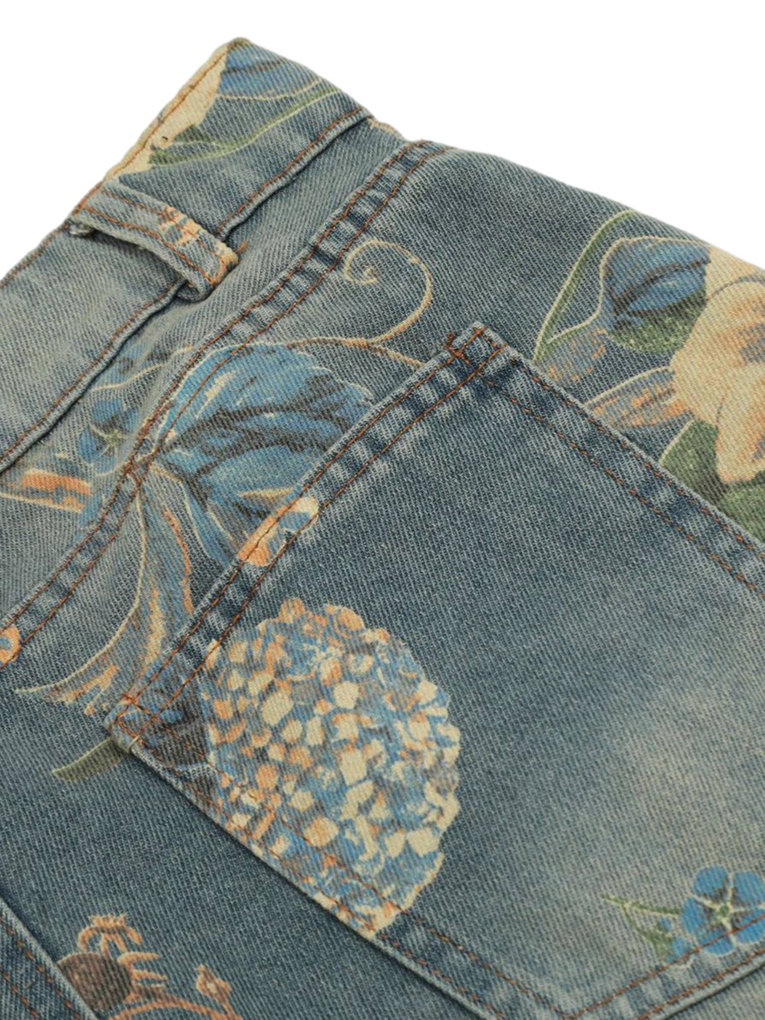 Sneakerhill Street Washed Floral Baggy Jeans - sneakerhillcom