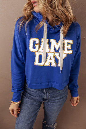 GAME DAY Drawstring Long Sleeve Hoodie Trendsi