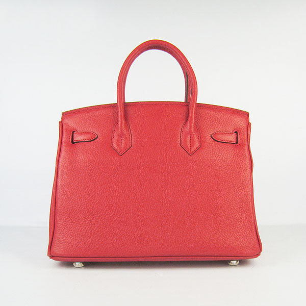 Birkin 30cm Togo Leather Handbags Red Silver Kilta bags