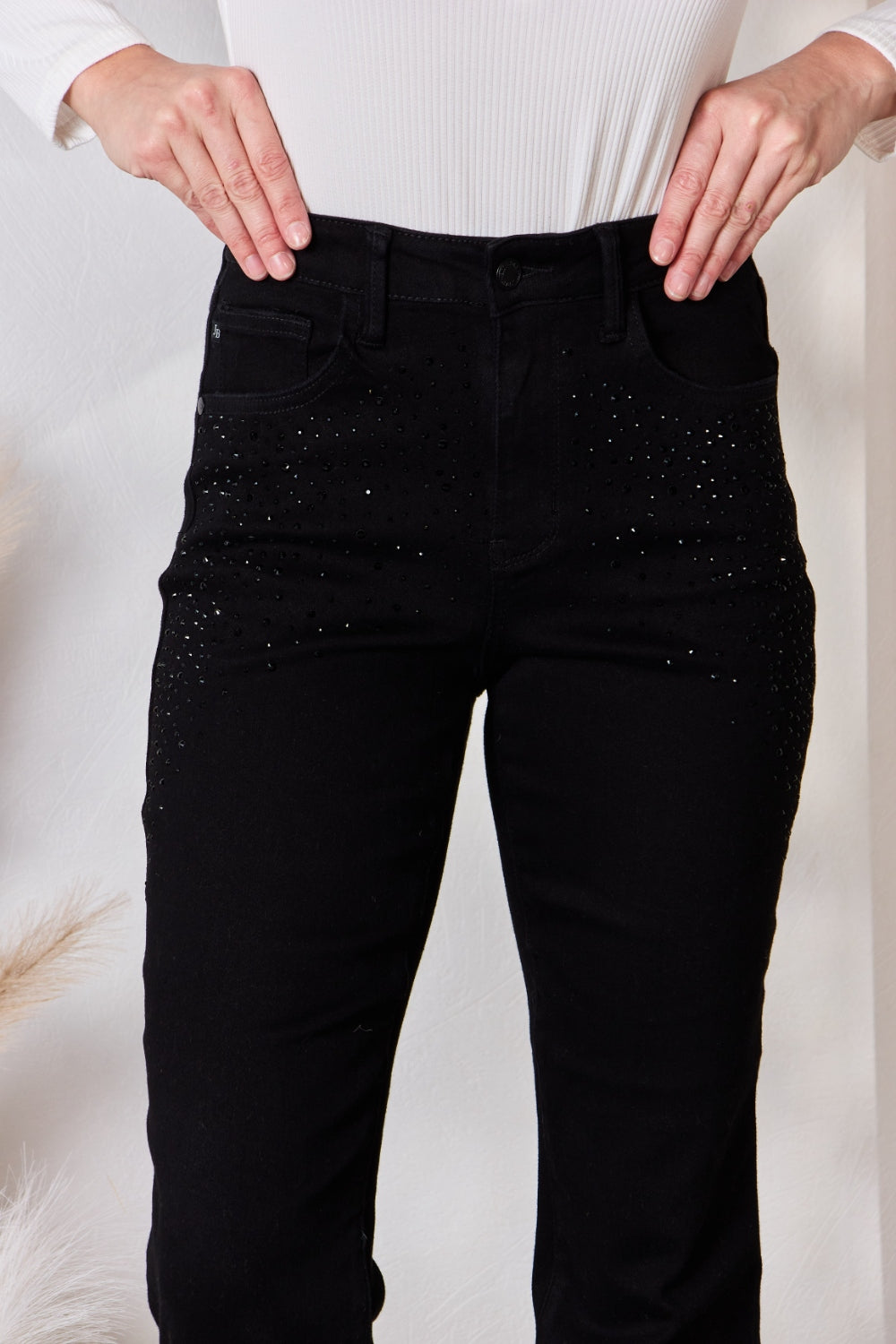 Judy Blue Full Size Rhinestone Embellished Slim Jeans Trendsi