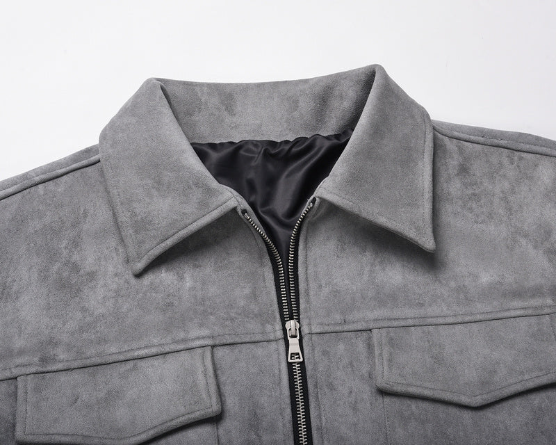 Suede Work Jacket - Grey - sneakerhillcom