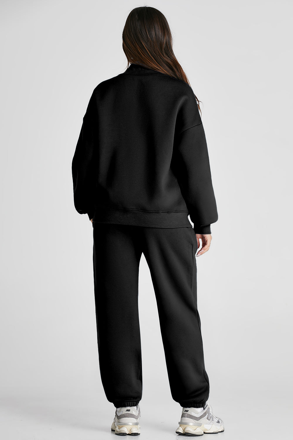 Quarter Zip Long Sleeve Top and Pants Set Trendsi