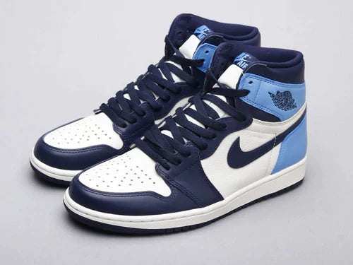 Custom Blue Black White Jordan 1 High Q AJ1 Obsidian UNISEX ( Customs And Box ), Jordan 1 Sneakers FREE SHIPPING WITH FEDEX luxurysteps