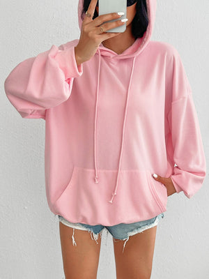 Devine Drawstring Long Sleeve Hoodie Trendsi