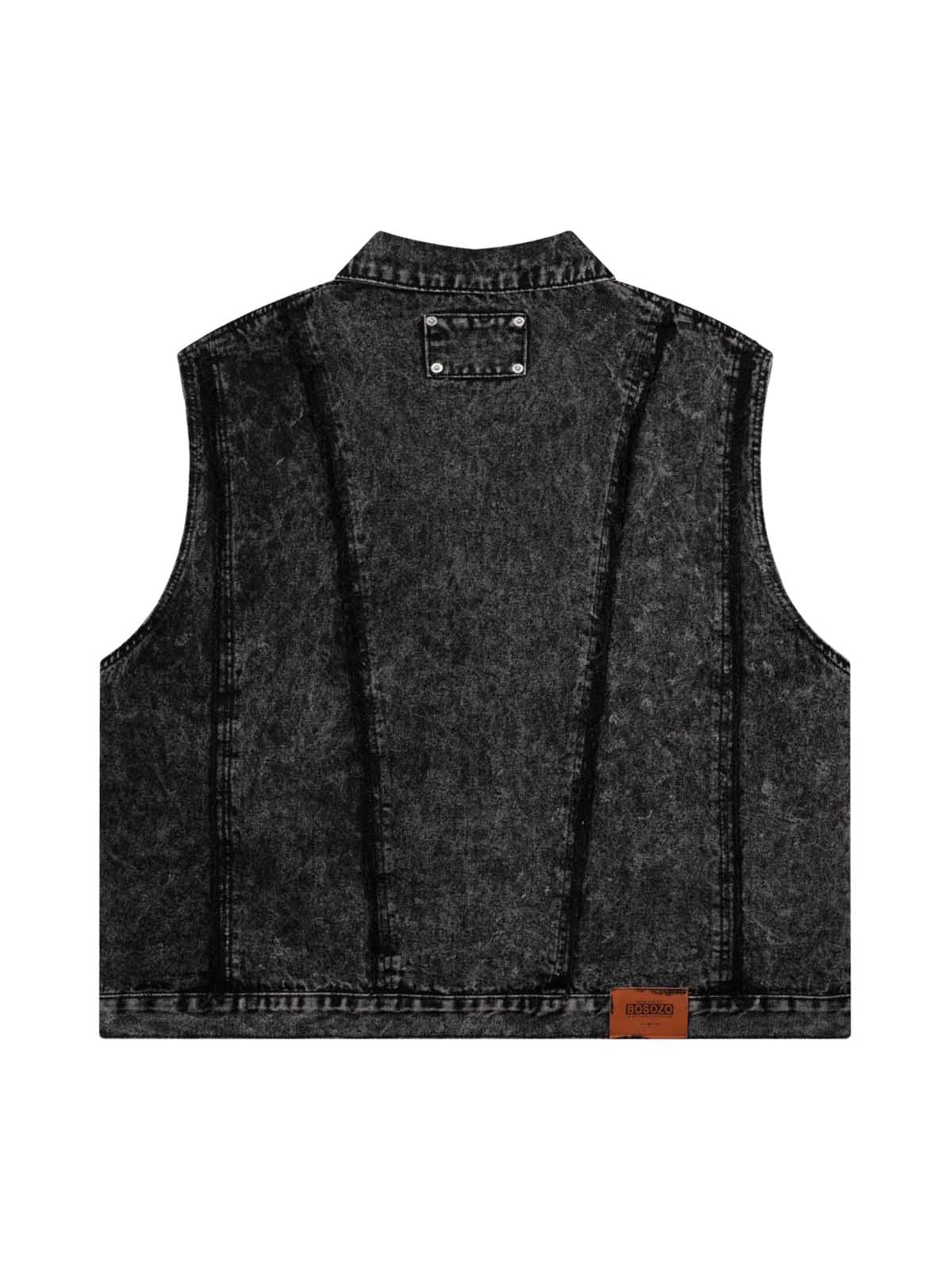 Sneakerhill Raw Edge split Washed Denim Vest