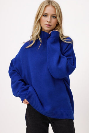 Basic Bae Side Slit Turtleneck Long Sleeve Sweater Trendsi