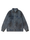 Sneakerhill Hip-hop Beaded Washed Denim Jacket - sneakerhillcom