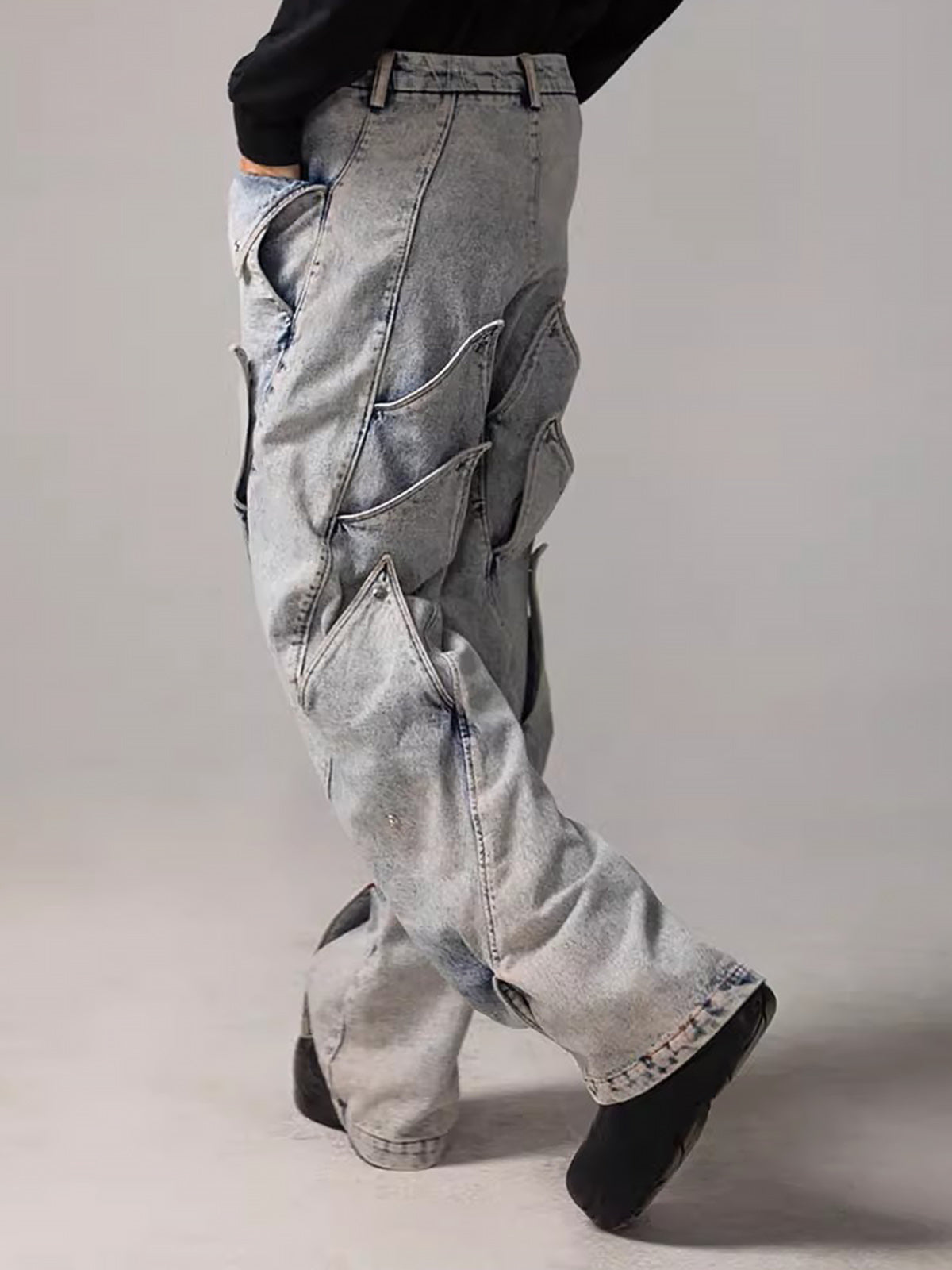 Sneakerhill High Street Deconstructed Washed Jeans - sneakerhillcom