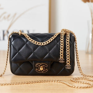 Sneakerhill - Lambskin Mini Flap Bag Black - sneakerhillcom