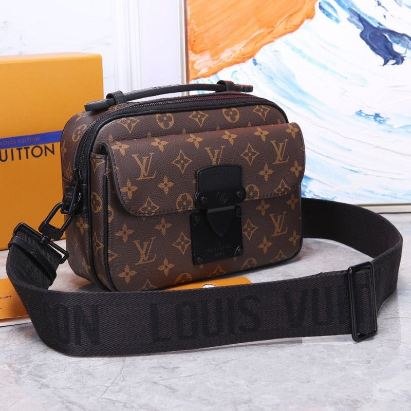 Sneakerhill - S Lock Monogram Bag Brown/Black - sneakerhillcom