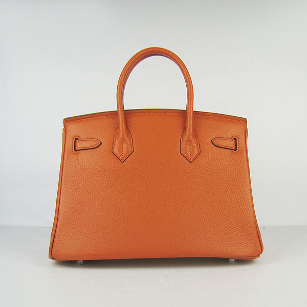 Birkin 30cm Togo Leather Handbags Orange Silver Kilta bags