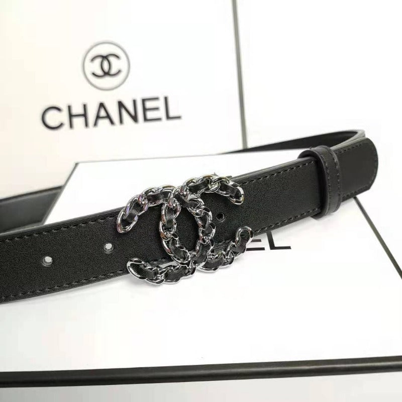 Sneakerhill - Designer Metal and Leather Buckle Belt Black - sneakerhillcom