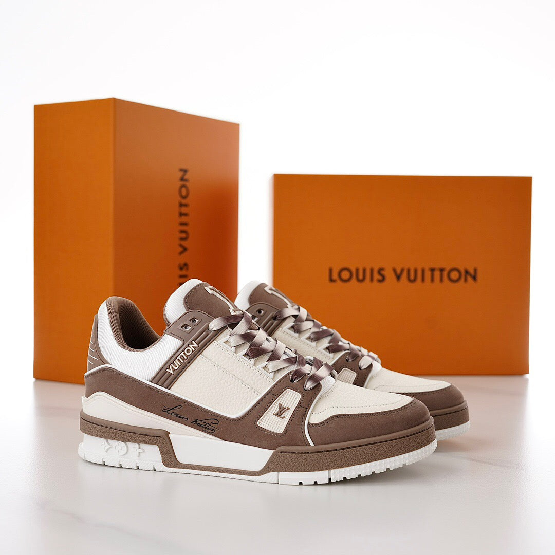 LUV Brown and White Trainer Sneakers-087 - sneakerhillcom