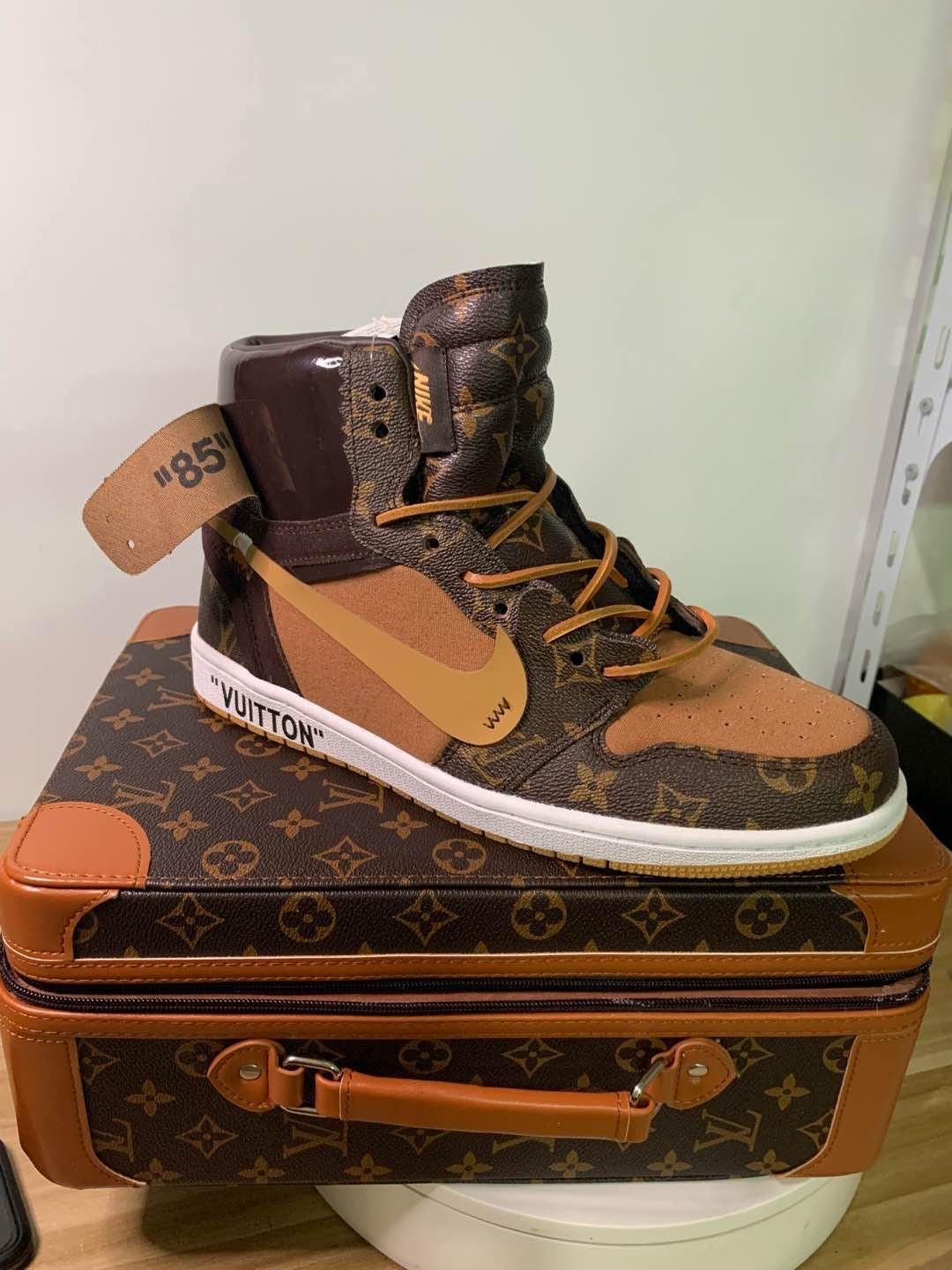 Custom Air Jordan 1 x LV Monogram Logo - sneakerhillcom