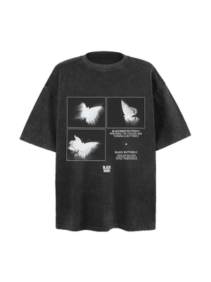 Sneakerhill Washed Shadow Butterfly Street Rap T-Shirt SP240704SRDG