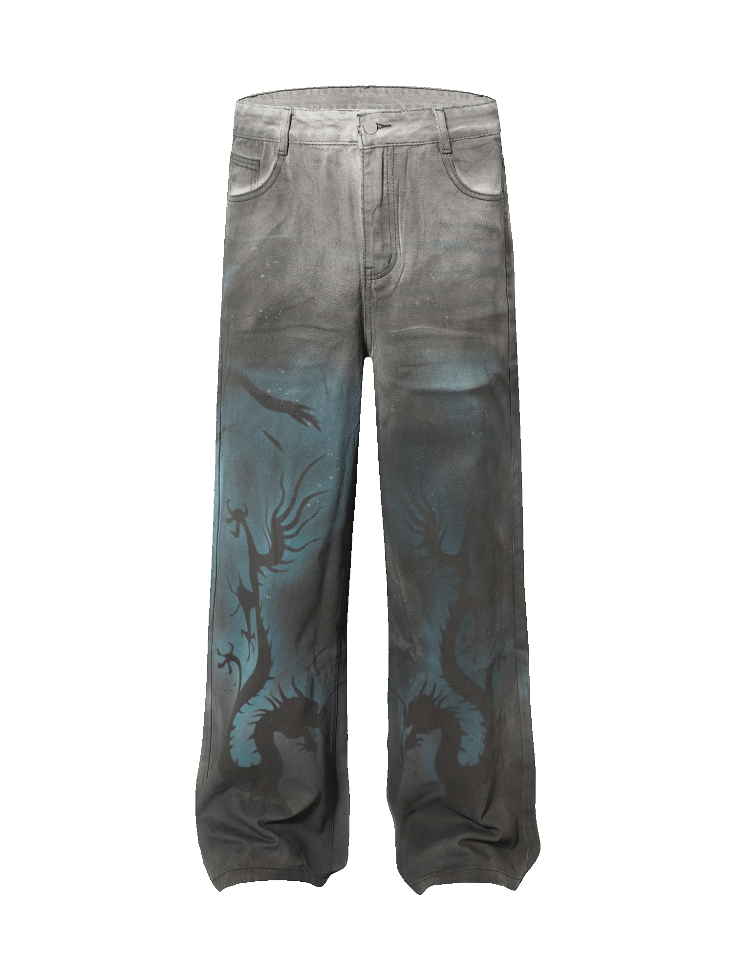 Sneakerhill Street Hip-Hop Dragon Washed Jeans - sneakerhillcom