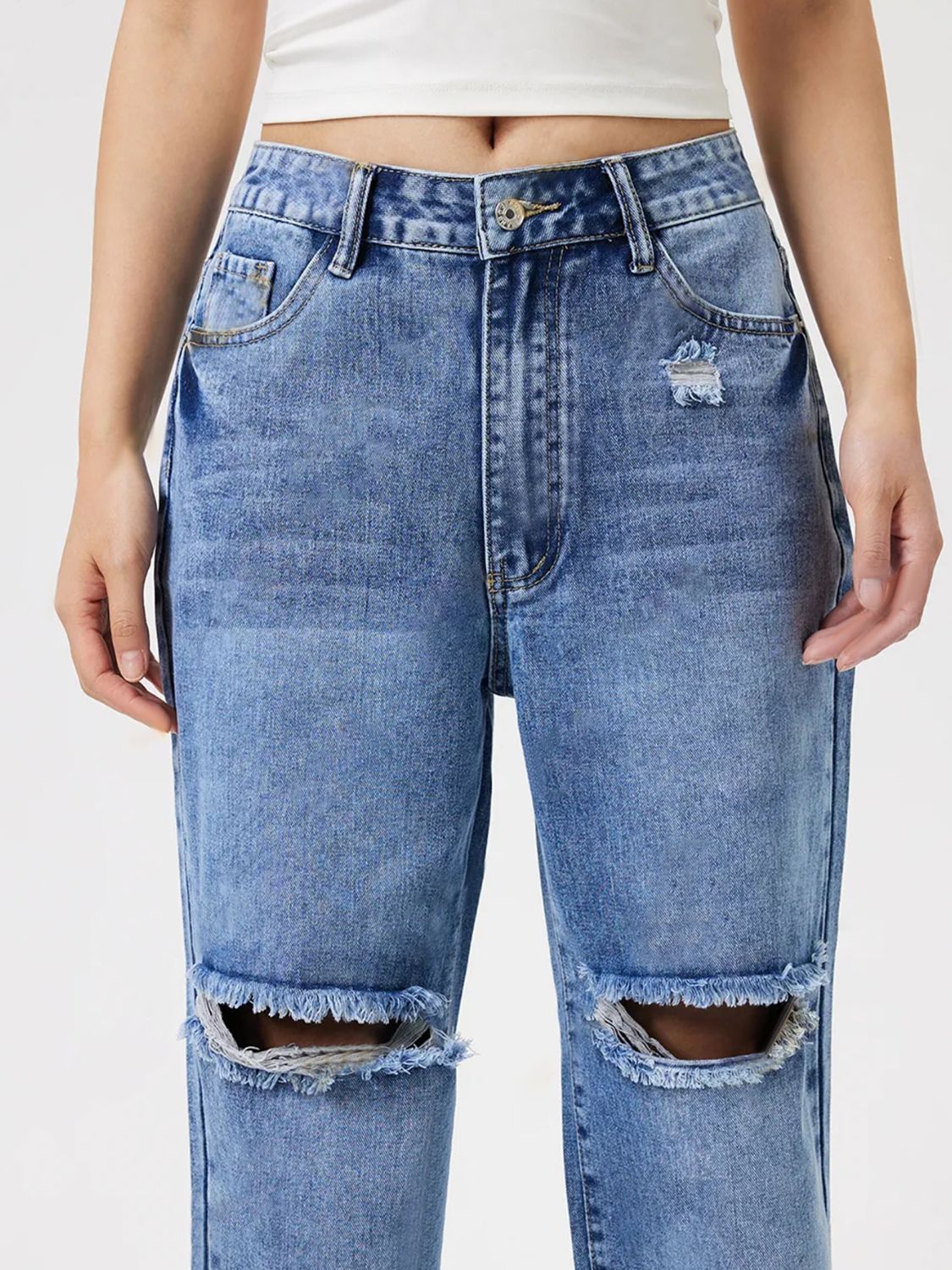 Distressed Jeans with Pockets Trendsi