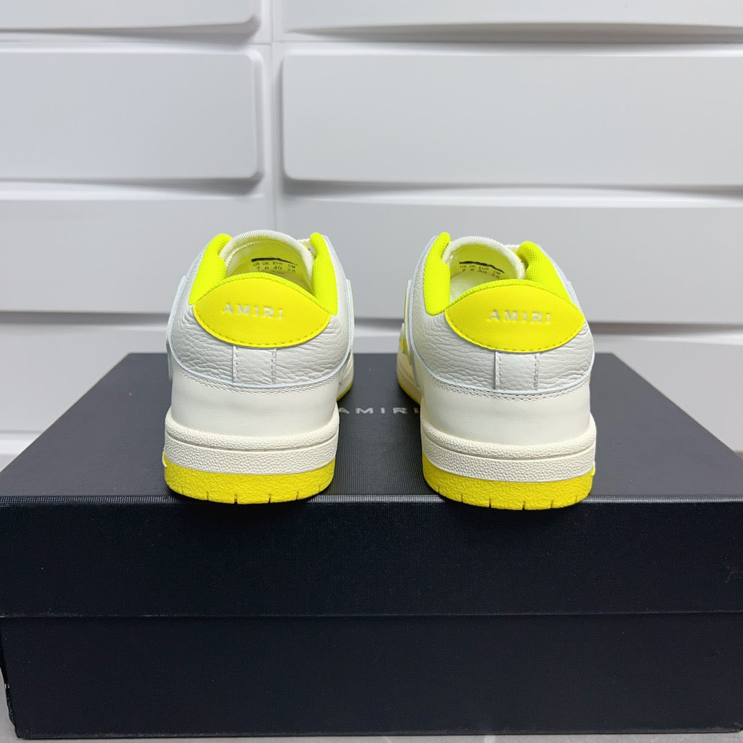 AMR Skel Top Low White Fluorescent Yellow Sneakers-142 - sneakerhillcom