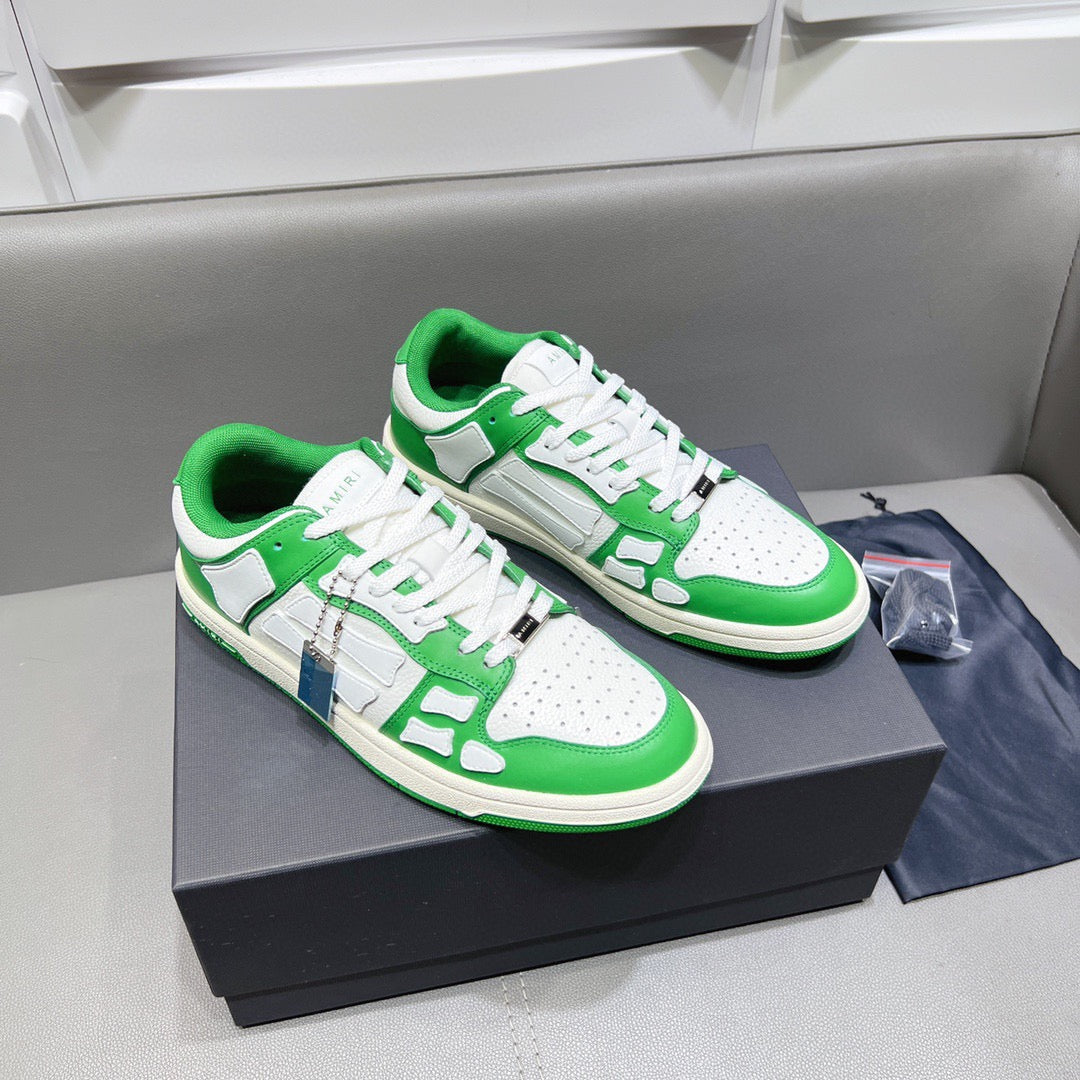 AMR Skel Top Low White and Green Sneakers-154 - sneakerhillcom