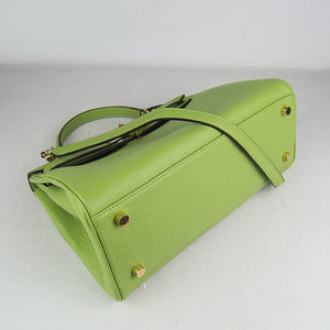 HMS Kelly 32cm Togo Leather Handbag 6108 Green Golden Kilta bags