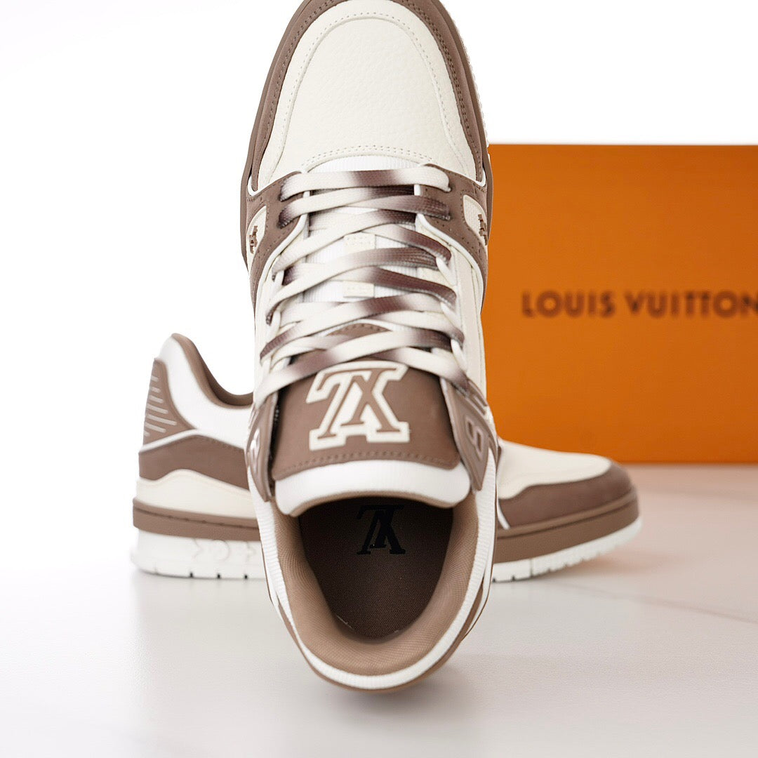 LUV Brown and White Trainer Sneakers-087 - sneakerhillcom