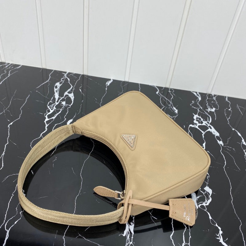 Sneakerhill - Vintage Nylon Hobo Bag Beige - sneakerhillcom