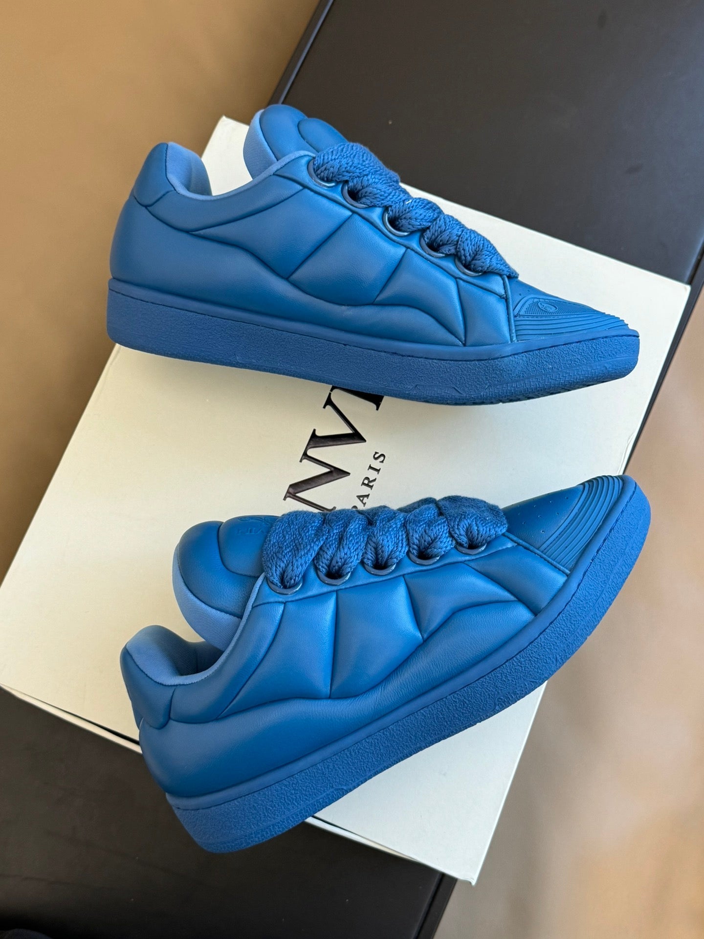 Premium Men Leather Curb XL Sneaker blue blue - sneakerhillcom