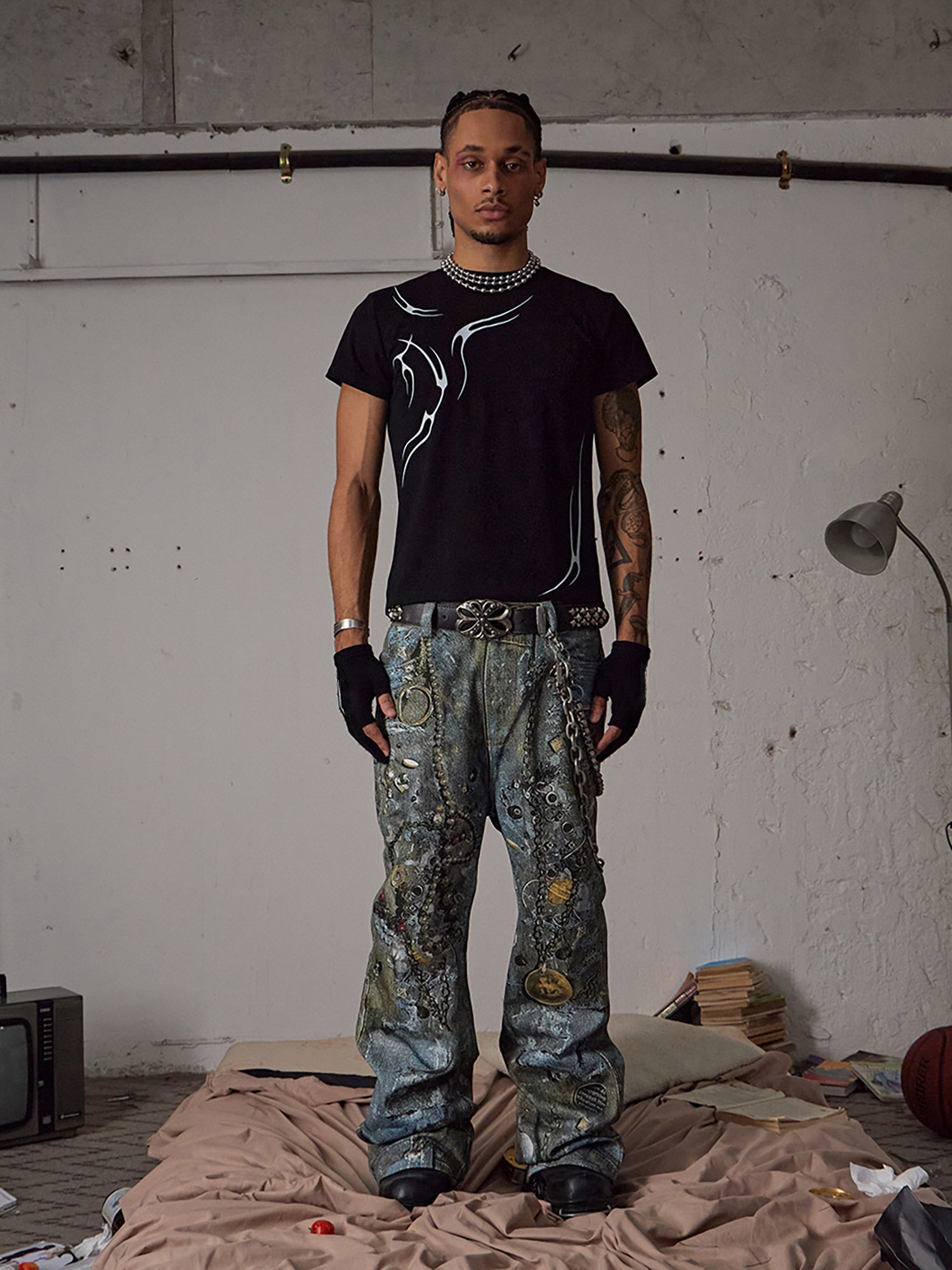 Sneakerhill Graffiti BORO Destruction Chain Jeans - 2110 - sneakerhillcom