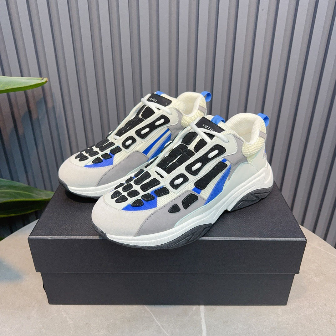 AMR Black, Blue & White Bone Runner Sneakers -062 - sneakerhillcom