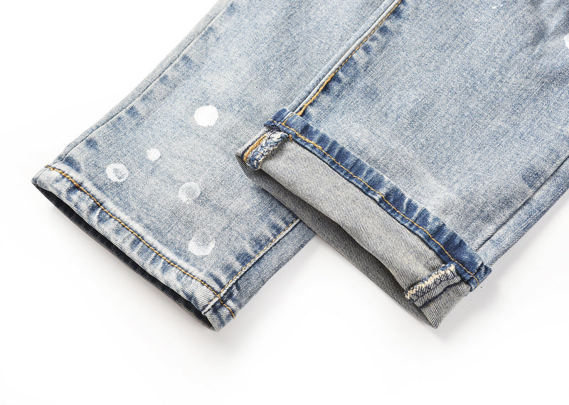 Studded Patch Denim - Washed Indigo - sneakerhillcom