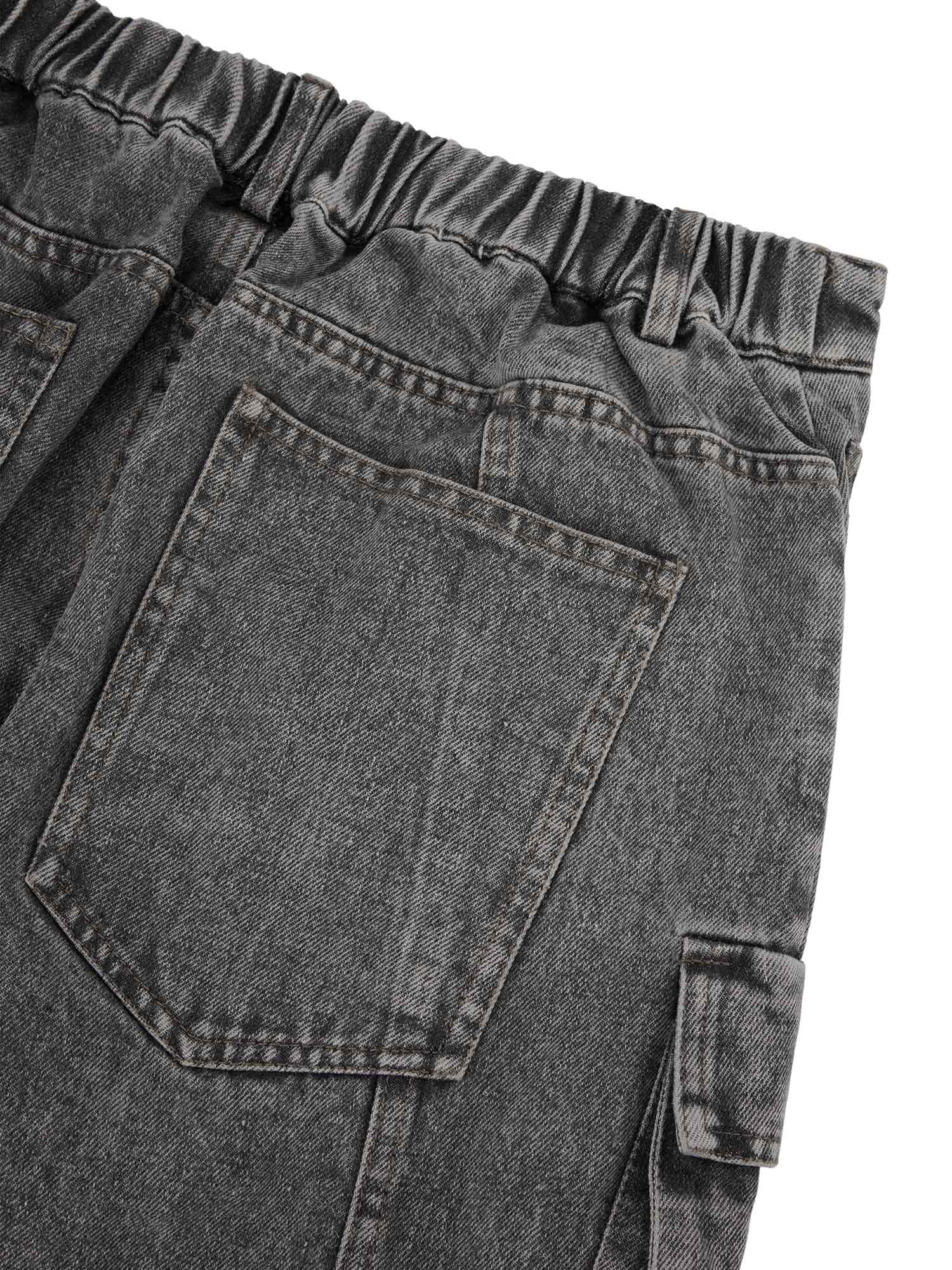 Sneakerhill Street Stitching Multi-Pocket Workwear Washed Jeans - sneakerhillcom