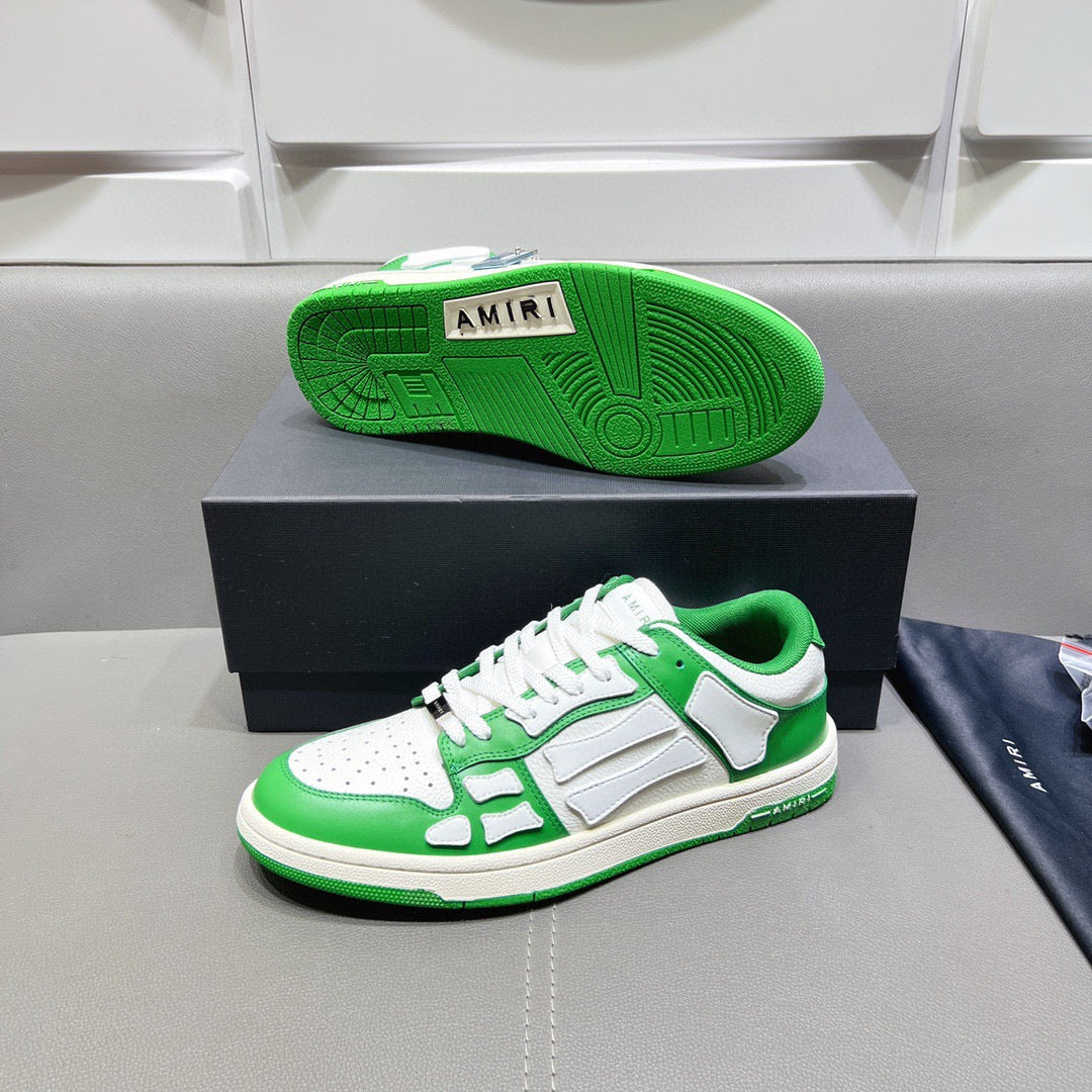 AMR Skel Top Low White and Green Sneakers-154 - sneakerhillcom