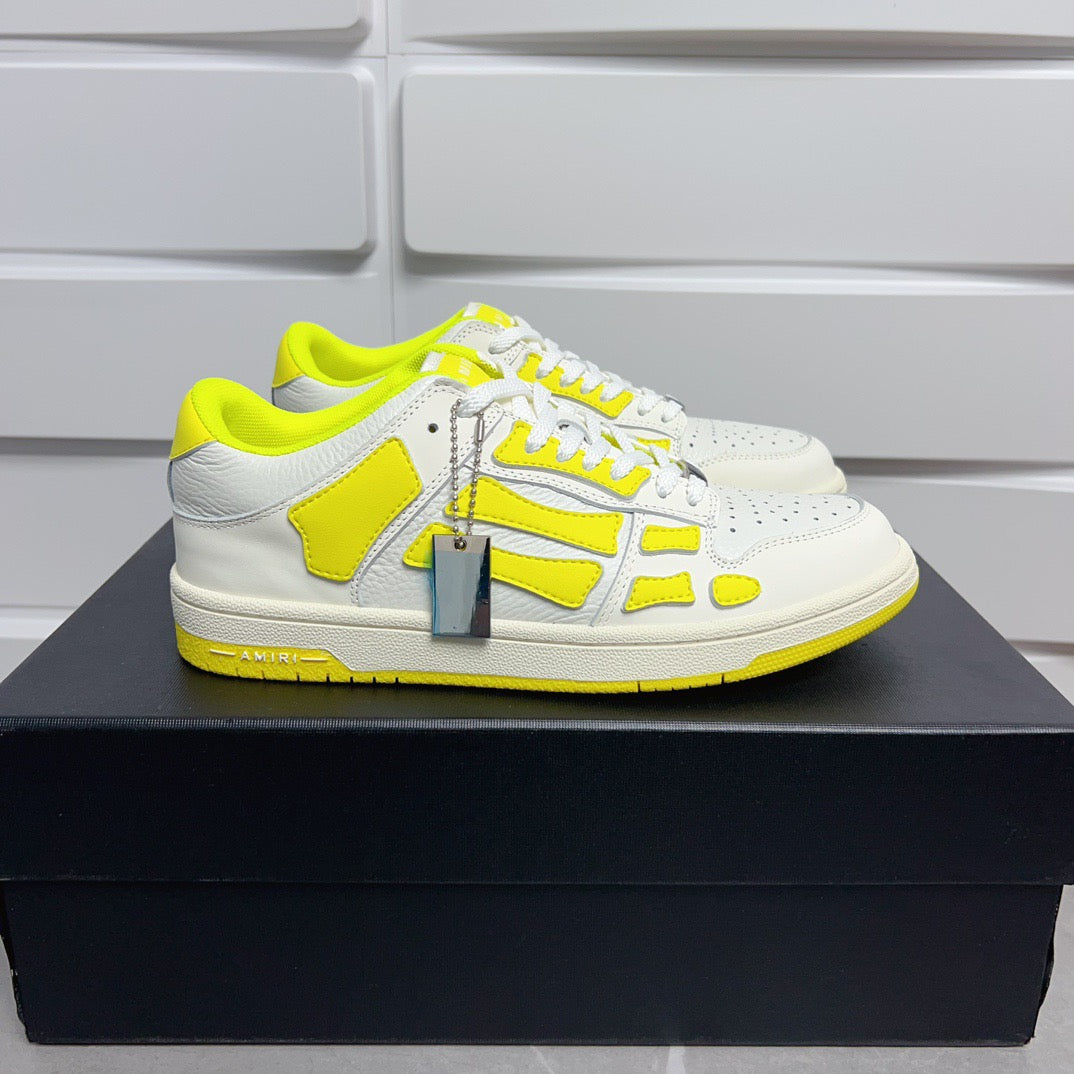 AMR Skel Top Low White Fluorescent Yellow Sneakers-142 - sneakerhillcom