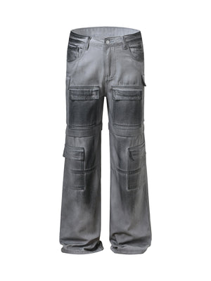 Sneakerhill High Street Hip Hop Distressed Washed Work Jeans - sneakerhillcom