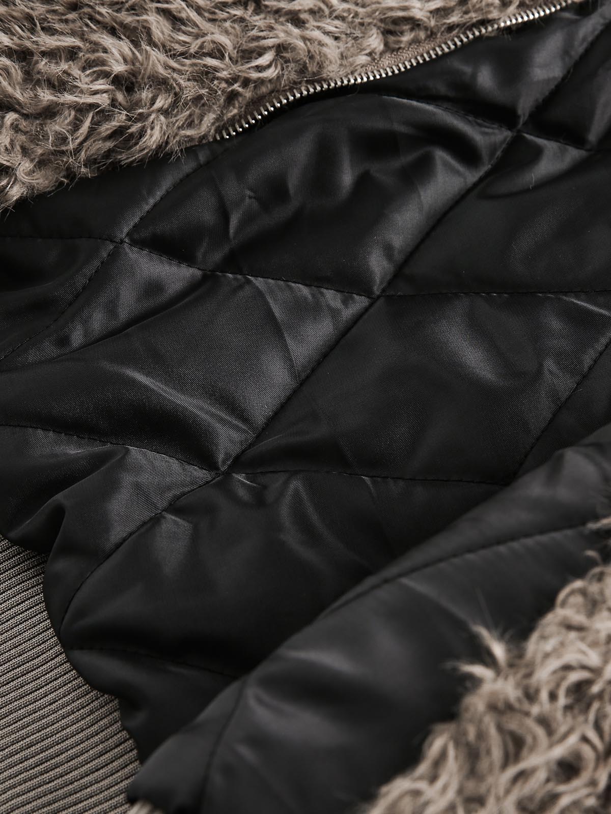 Sneakerhill Metal leather button Faux Fur Jacket - sneakerhillcom