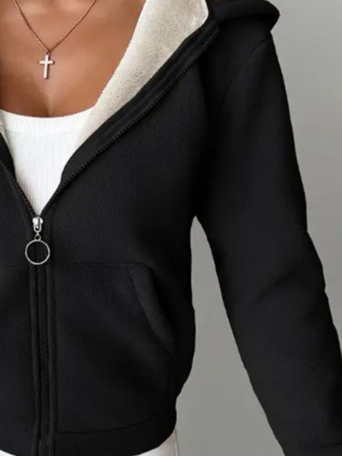 Full Size Zip Up Long Sleeve Hooded Outerwear Trendsi