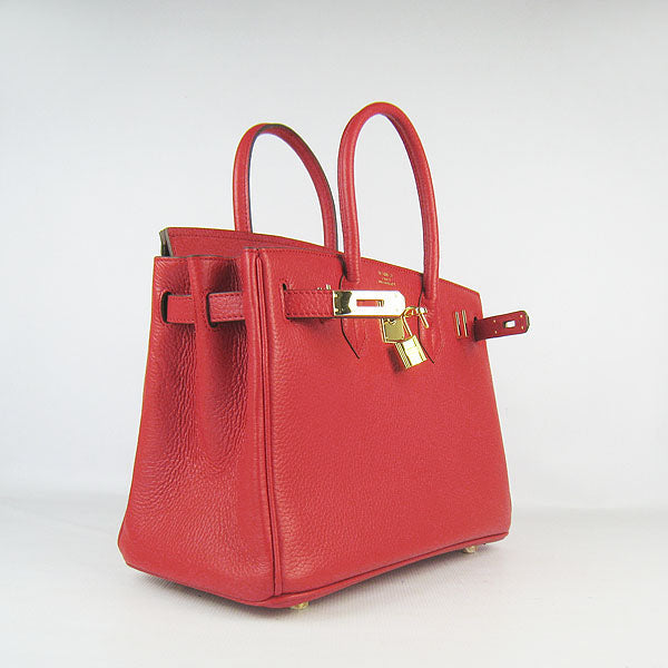 Birkin 30cm Togo Leather Handbags Red Golden Kilta bags