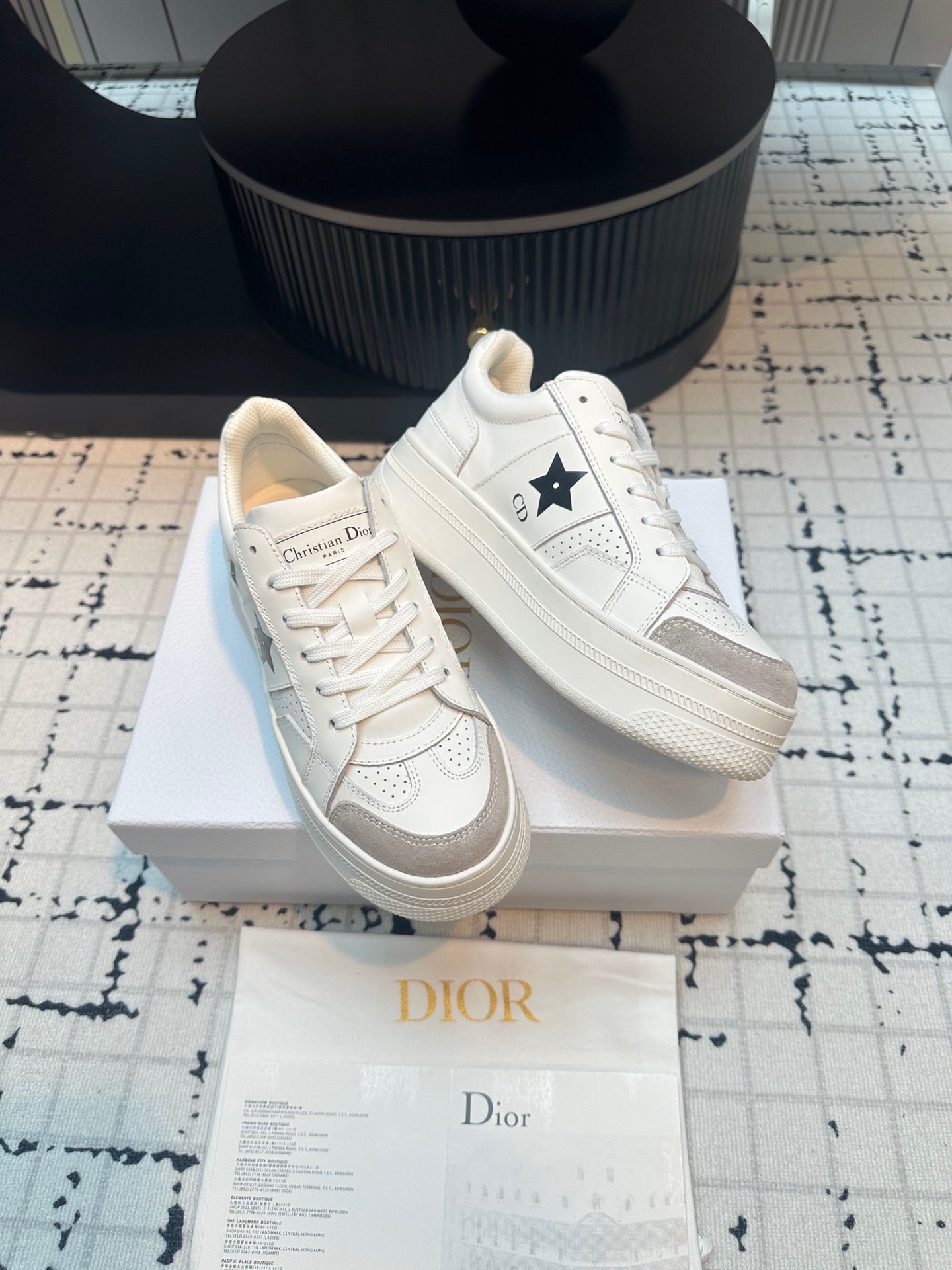 DOR Star Platform Sneaker White Calfskin and Suede-161 - sneakerhillcom