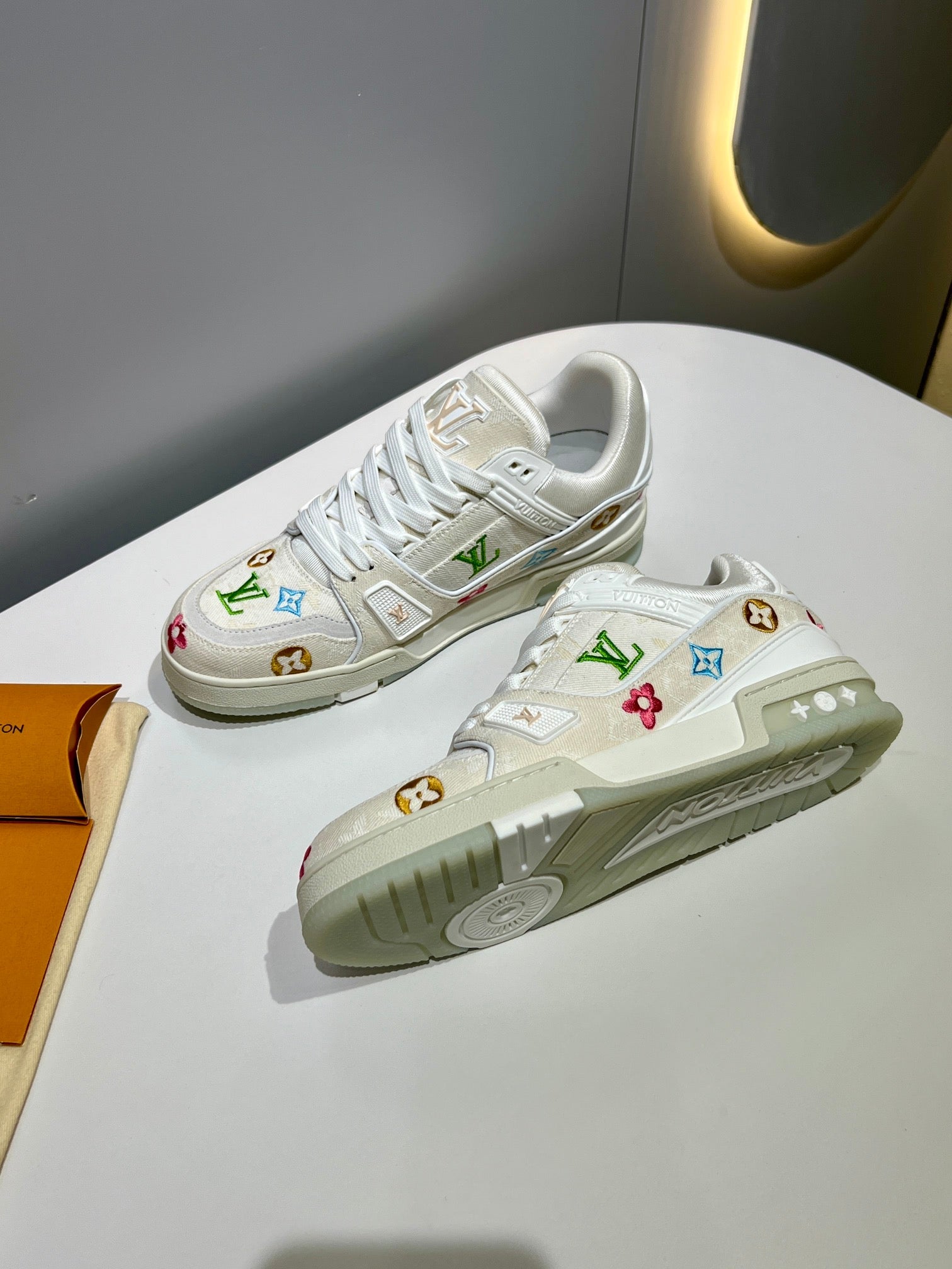 LUV Embroidered Creme Trainer  Sneakers-075 - sneakerhillcom