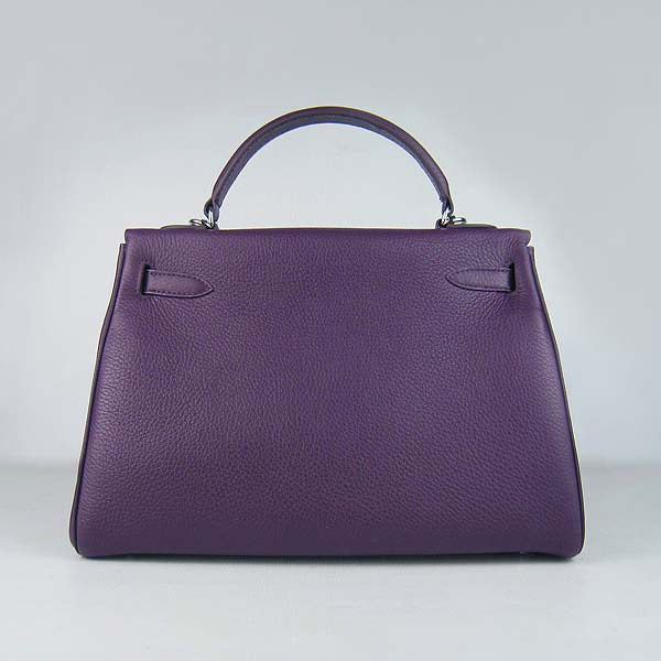 HMS Kelly 32cm Togo Leather Handbag 6108 Purple Silve Kilta bags