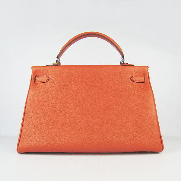 Kelly 35cm Togo Leather Handbag Orange/Silver Kilta bags