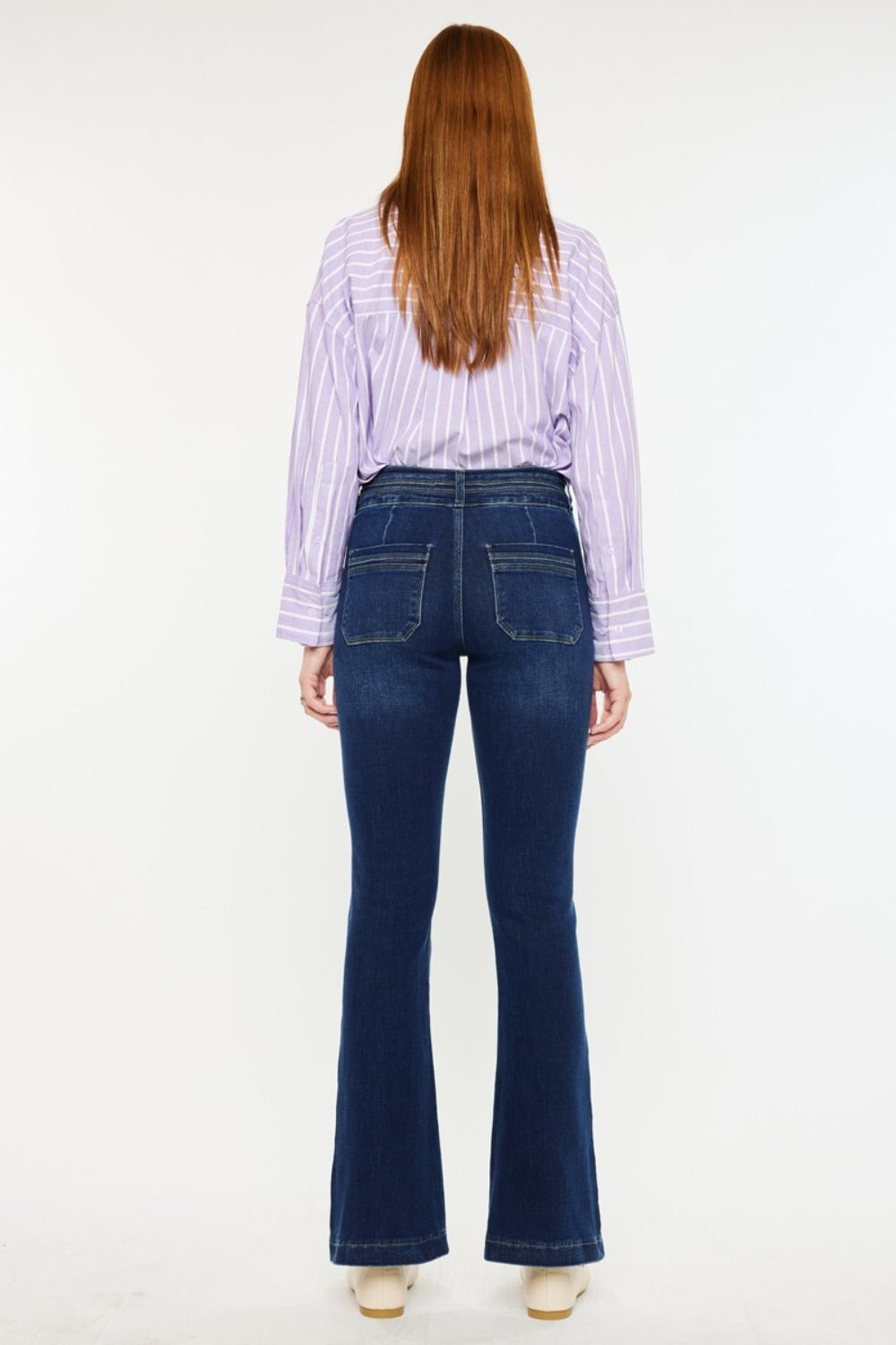 Kancan High Rise Double Waistband Flare Jeans Trendsi