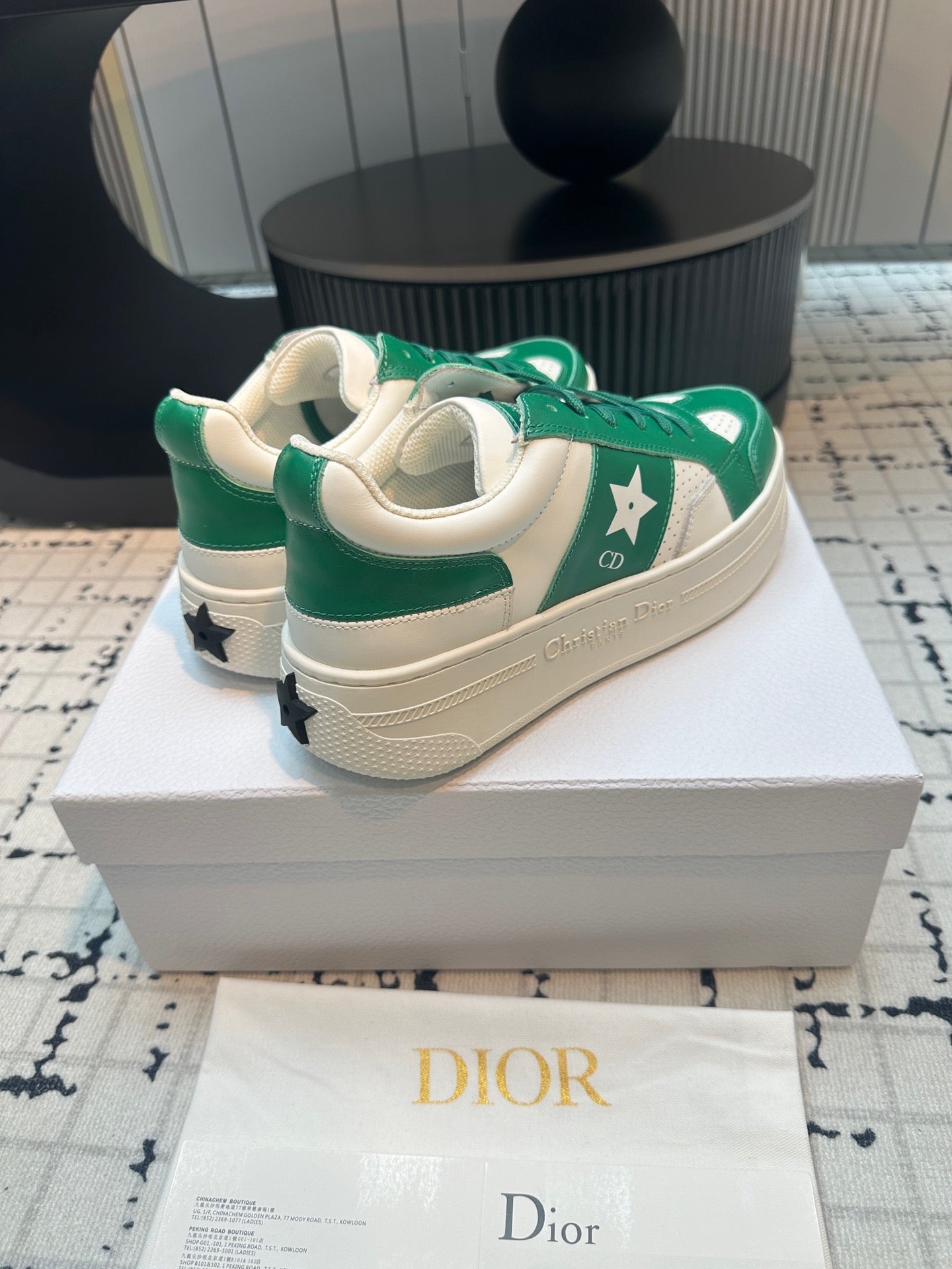 DOR Star Platform Sneaker Green Calfskin and Suede-163 - sneakerhillcom