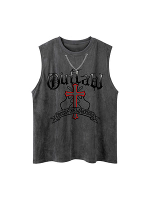 Sneakerhill Cross Chain Suede Street Rap Sleeveless Vest SP240704LIAB