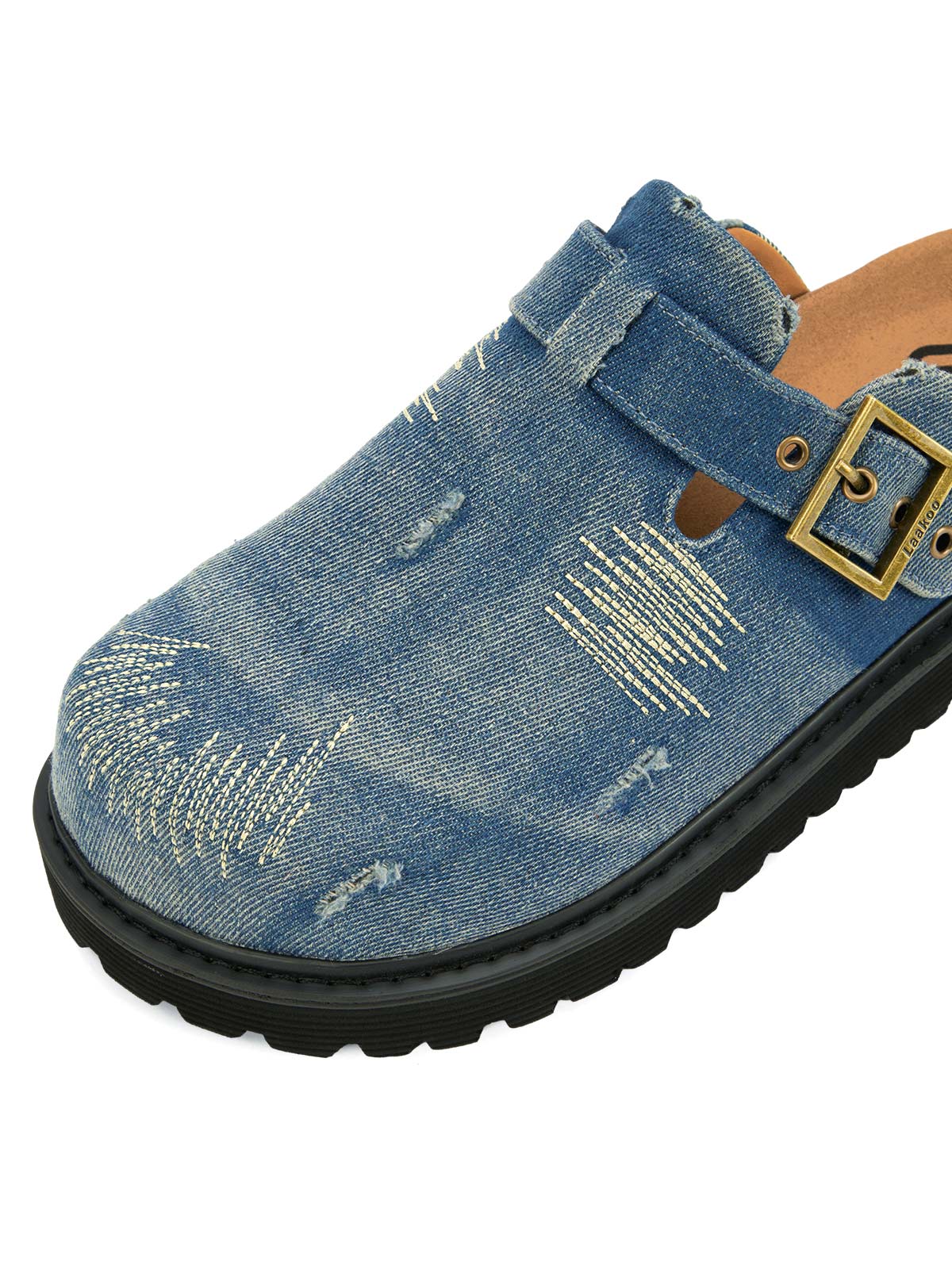 Sneakerhill Vintage Denim Embroidered Birkenstocks