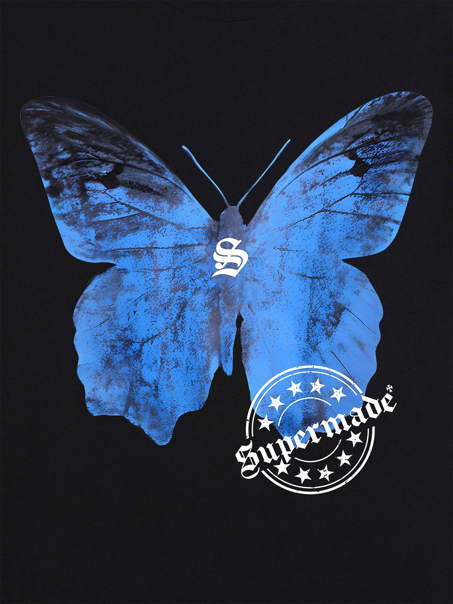 Sneakerhill Street Hip-Hop Butterfly Stamp T-shirt - 2130 SP240807P3AY