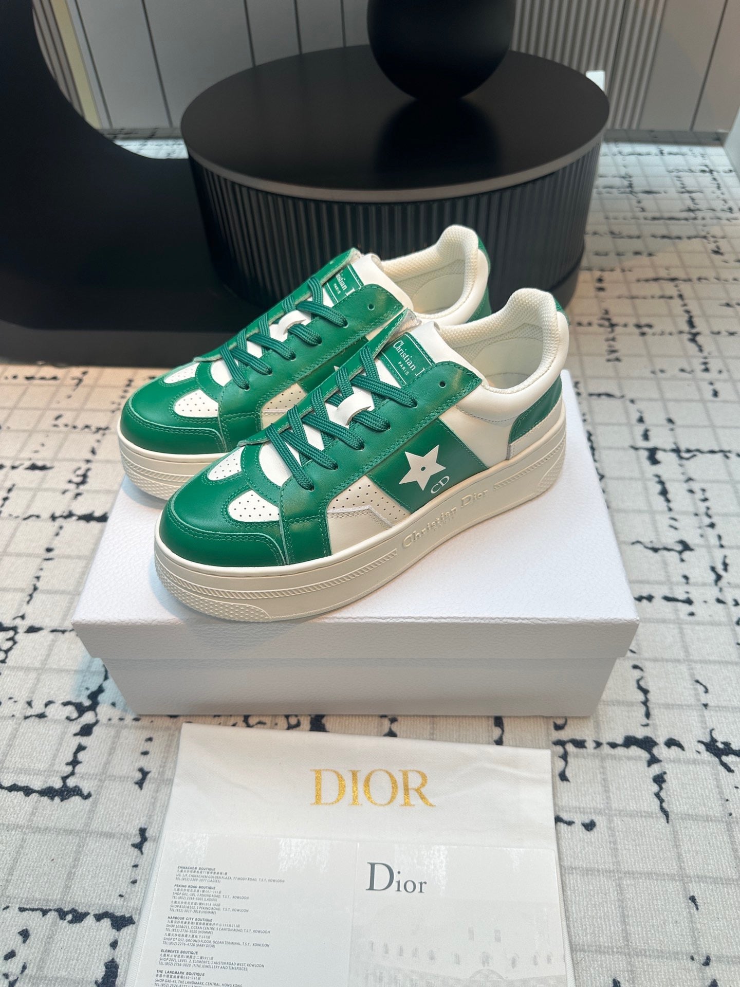 DOR Star Platform Sneaker Green Calfskin and Suede-163 - sneakerhillcom